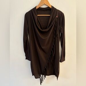 NWOT Brown Drapey Lightweight Button Close Shawl Poncho in One Size, fits L.